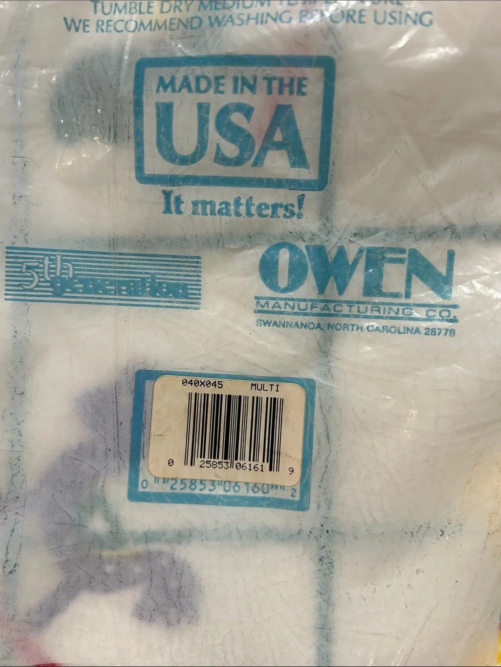 New old stock Owen cozy baby crib blanket checkered & horse motif
